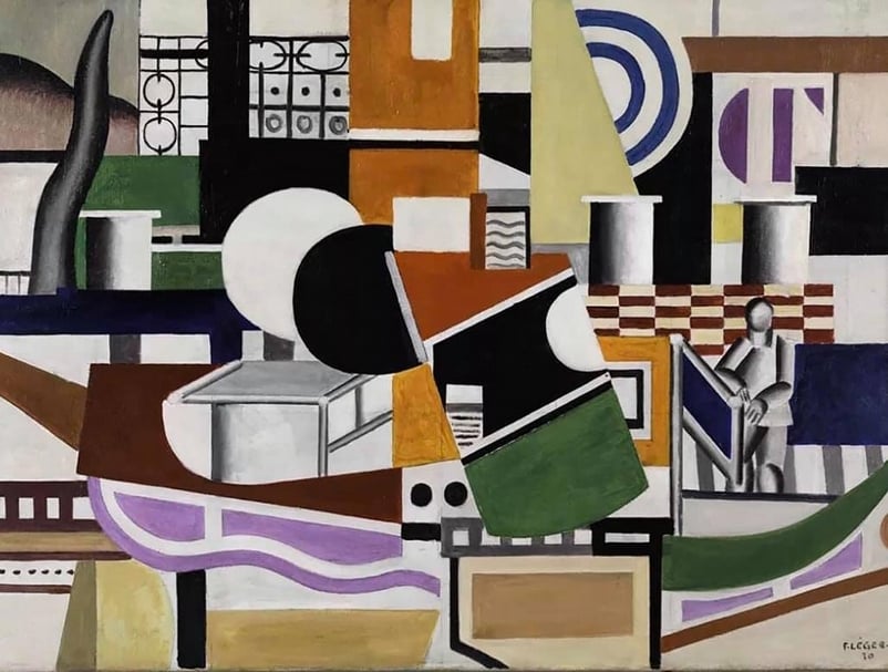 費爾南．萊熱（Fernand Leger）《The Deck of the Tugboat》。（© Centre Pompidou, MNAM-CCI/Philippe Migeat/ Dist. RMN-GP）
