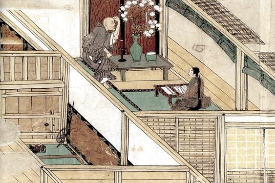 《慕歸繪》局部，紙本著色，重要文化財，京都西本院寺藏。（©維基百科）