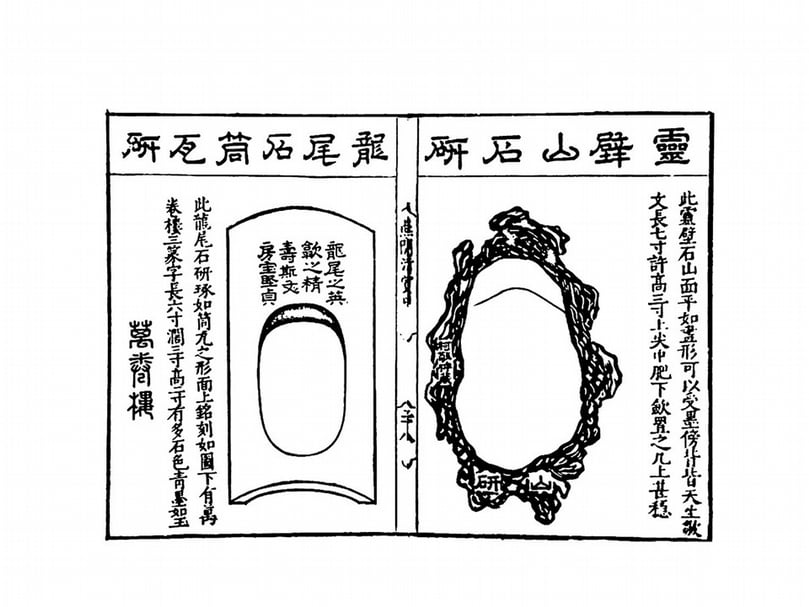 高濂《雅尚齋遵生八牋‧燕閑清賞箋》中「研」的插圖。(劉榕峻提供)