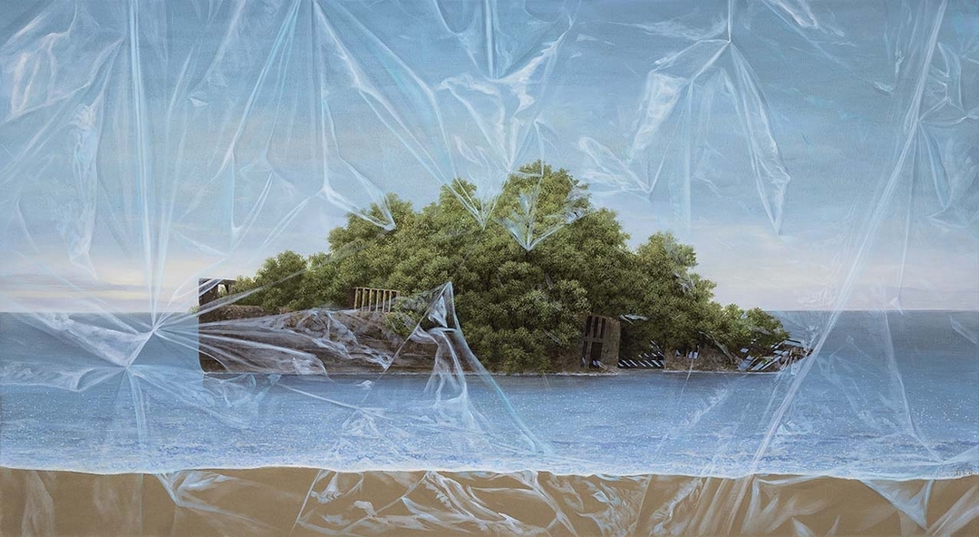劉家瑋《保存期限》，油彩、浮石粉、畫布，89x162 cm，2017。（藝術家提供）