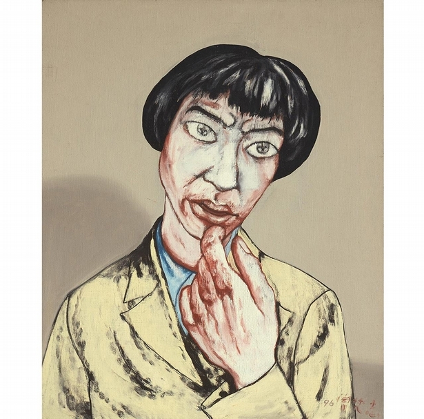 曾梵志《面具系列》，油彩畫布， 54 x 44 公分，1996年作，估價：HK,000,000-2,800,000。（邦瀚斯提供）