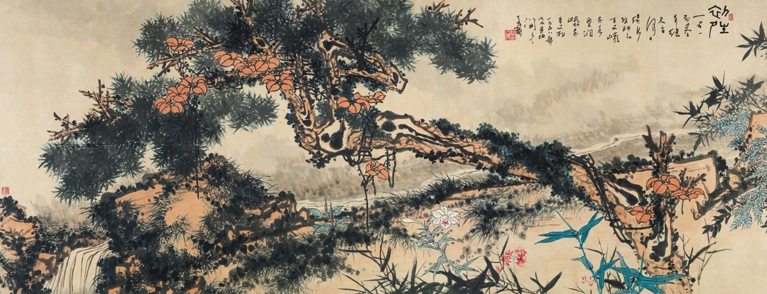 潘天壽1958年作《初晴》，140.5×364公分，成交價人民幣2億585萬元。（©中國嘉德）