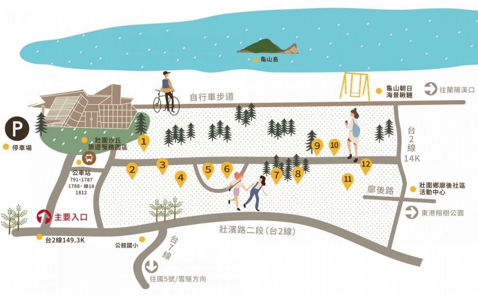 12件藝術作品。在哪裡？怎麼走？｜圖片來源：漫行沙丘－2019壯圍沙丘地景藝術節