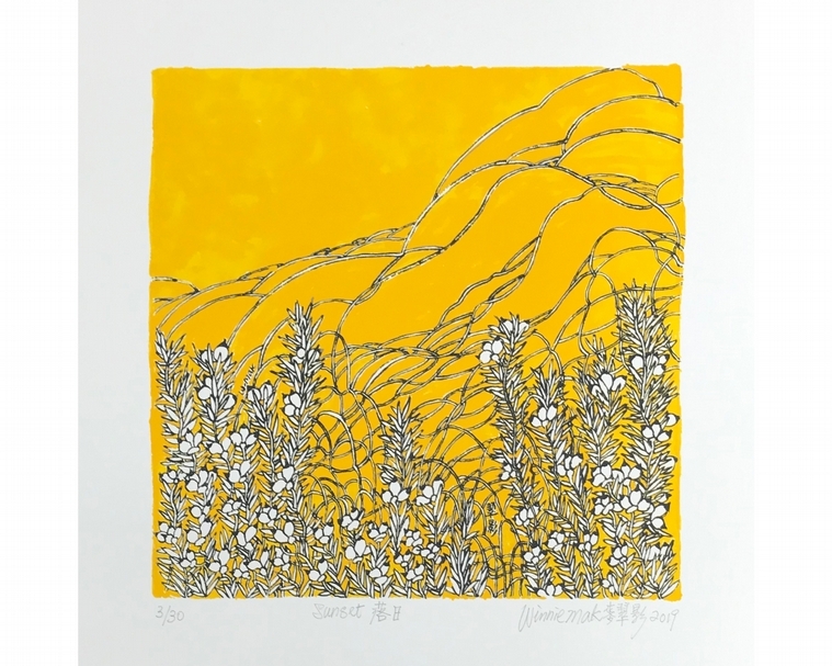 麥翠影《落曰》，版畫，27x27cm，2019。（68當代藝術空間提供）