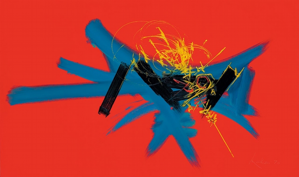 喬治.馬修《睿智》, 油彩 畫布,97 x 162 cm,1970,估價:480萬至600萬新臺幣。(中誠拍賣提供)