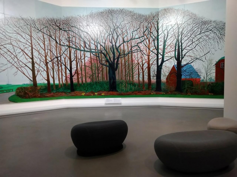 大衛.霍克尼(David Hockney)的作品《華特附近的巨樹群》。(黎家怡提供)