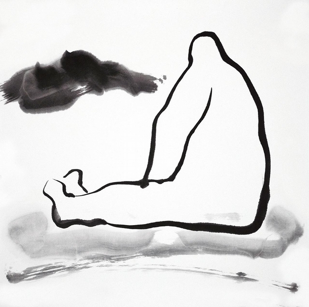 阿咧《 吞雲吐霧 》，墨、宣紙，30x30cm，2019 。（意識畫廊提供）