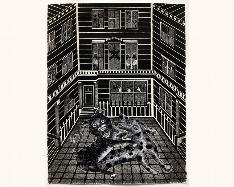張碩尹《他打開窗戶看到櫻草花山》（A Man Opened His Window And Stared Up Primrosehill）， 墨繪於手工紙本，80x56cm，2019。（藝術家提供）