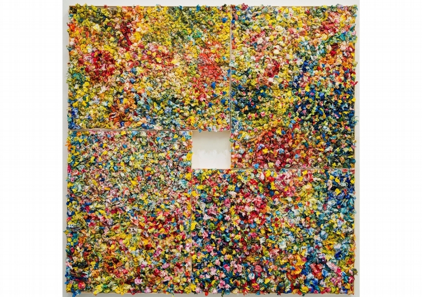 江賢二《春》，油彩、複合媒材，300×300cm，2019 。（藝術家提供）