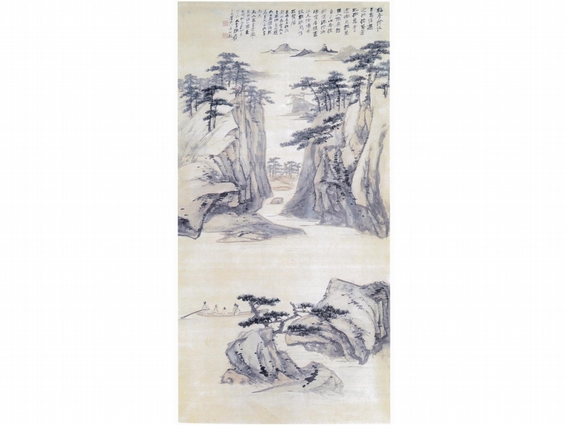 張大千1961年《松島漫遊》，145 .5×73.7公分，非展品。東京中央香港2019秋拍成交價701萬5000港元。（東京中央拍賣香港提供）