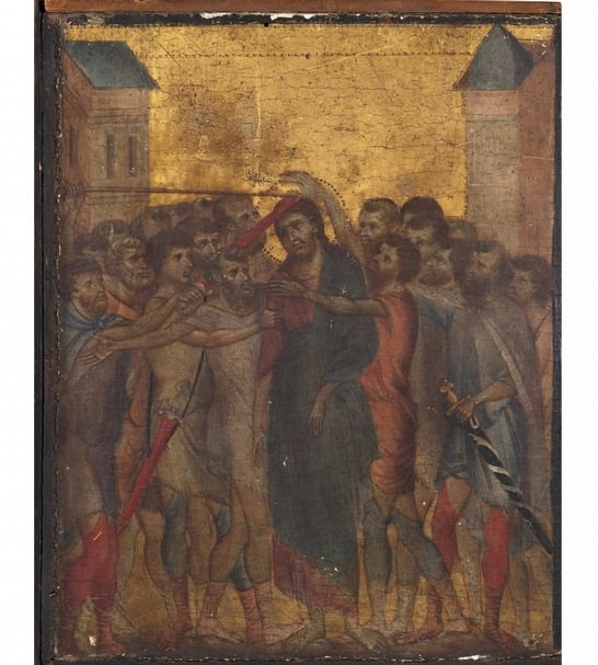 歐瓦尼．契馬布埃（Giovanni Cimabue ）《受嘲弄的基督》（Christ Mocked）。（©Wikimedia）