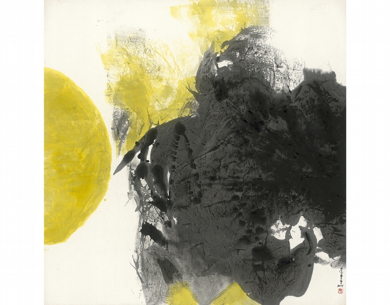 李重重《大地驚醒》，2017，水墨設色、紙本，124×125公分。（©尊彩藝術中心）