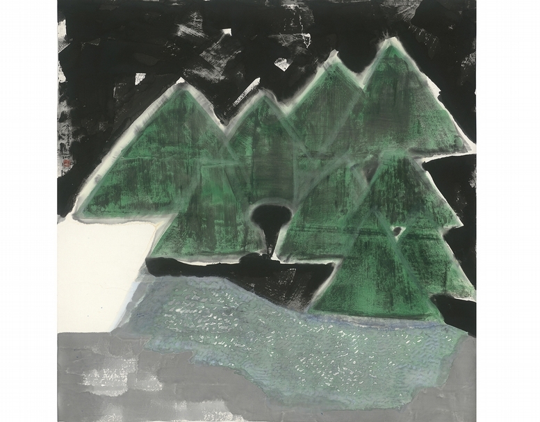 李重重《島嶼風情》，2017，水墨設色、紙本，124×125公分。（©尊彩藝術中心）