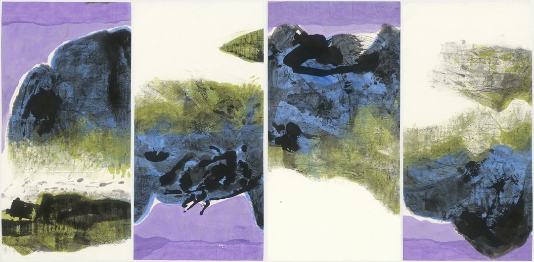 李重重《上善若水》，2018，水墨設色，140×70公分。（©尊彩藝術中心）