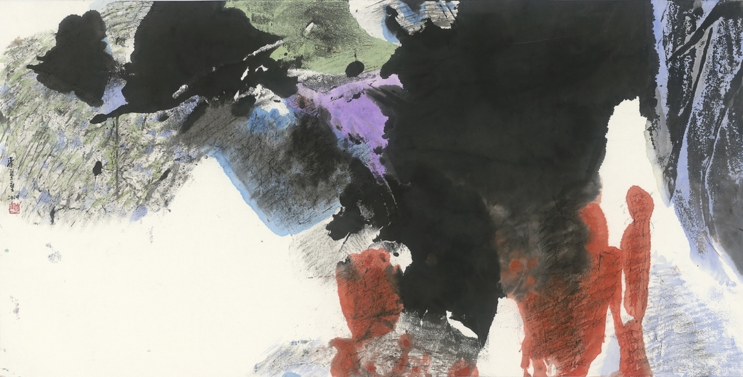李重重《行氣如虹》，2019，水墨設色、紙本，70×138.5公分。（©尊彩藝術中心）