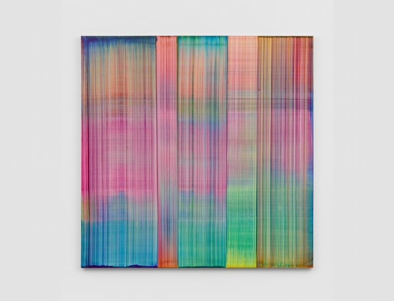 貝爾納．弗里茲（Bernard Frize）《Bachi》，壓克力顏料、樹脂、畫布，122x122cm，2019。（© artist and Simon Lee Gallery）