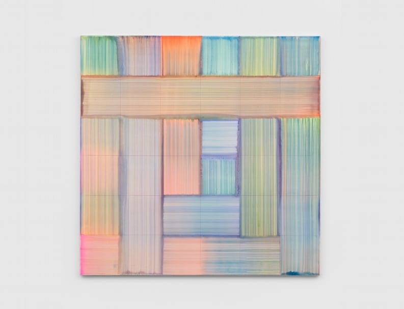貝爾納．弗里茲（Bernard Frize）《Curl》，壓克力顏料、樹脂、畫布，122x122cm，2019。（© artist and Simon Lee Gallery）