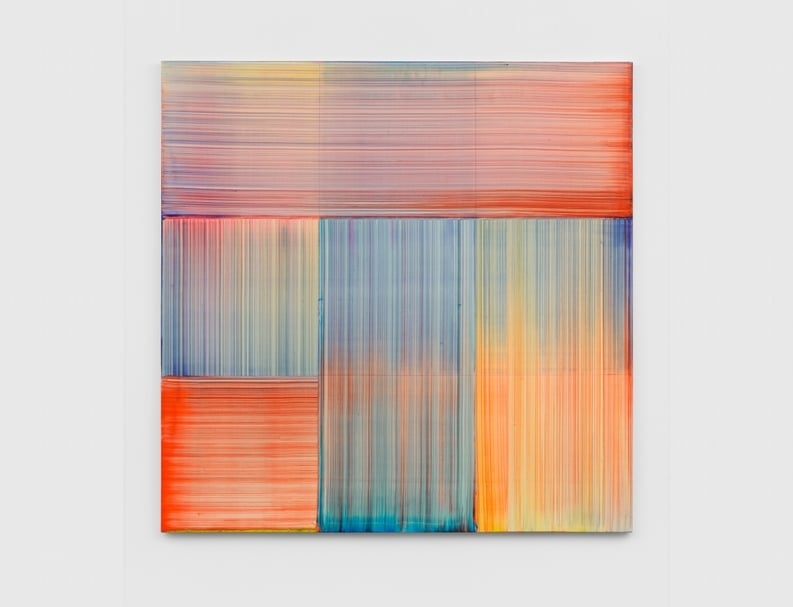 貝爾納．弗里茲（Bernard Frize）《Hops》，壓克力顏料、樹脂、畫布，122x122cm，2019。（© artist and Simon Lee Gallery）