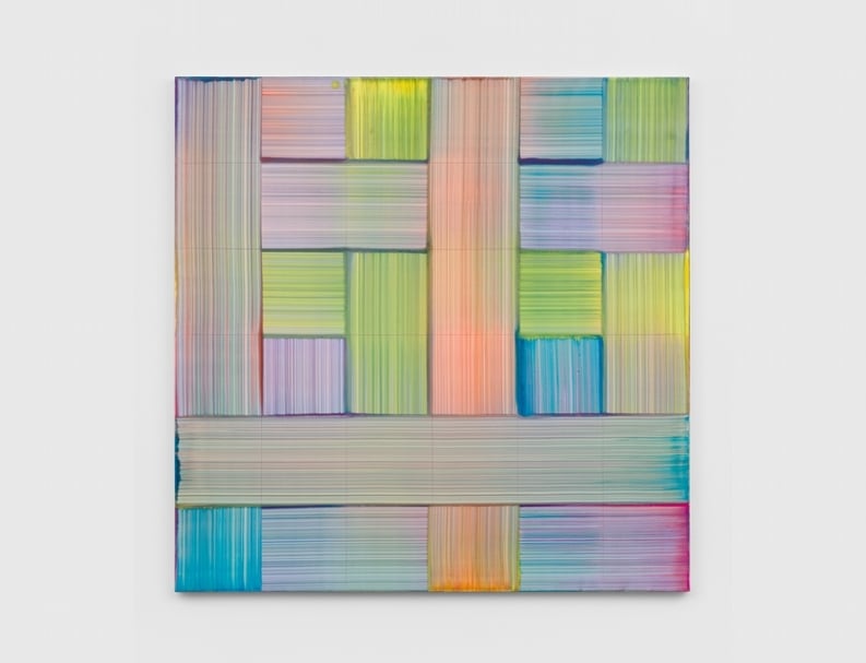 貝爾納．弗里茲（Bernard Frize）《Psian》，壓克力顏料、樹脂、畫布，122x122cm，2019。（© artist and Simon Lee Gallery）