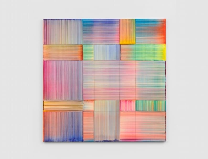 貝爾納．弗里茲（Bernard Frize）《Sedy》，壓克力顏料、樹脂、畫布，122x122cm，2019。（© artist and Simon Lee Gallery）