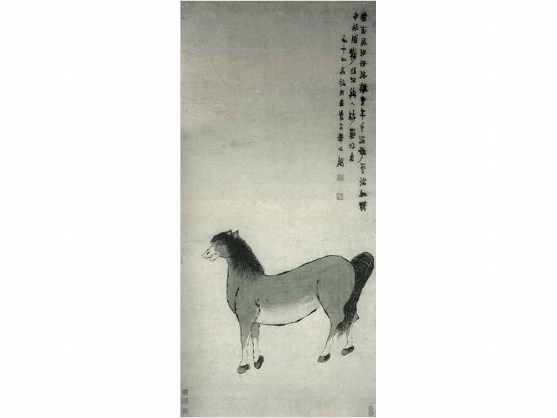 清代金農《獨馬圖》，香港藝術館虛白齋藏。（本刊資料室）