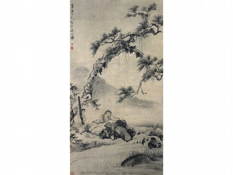 清代華嵒《聽泉圖》，香港藝術館至樂樓藏。（本刊資料室）