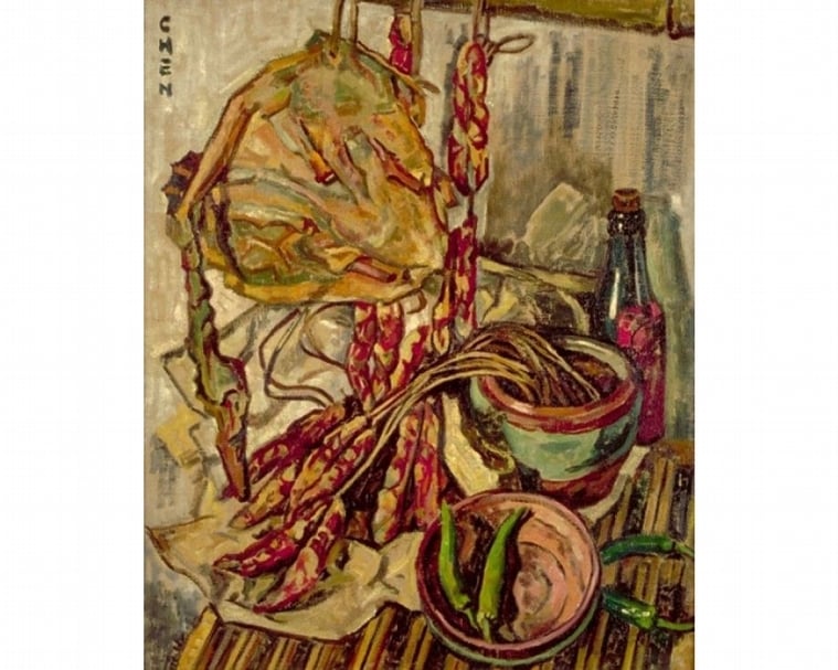 張荔英《臘鴨》（The Waxed Duck），55x46cm，油彩、畫布，1941。（© https://www.pinterest.com/pin/409475791092633688/）