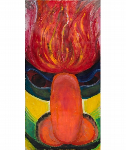 蘇一仲《不動明王》，宣紙、壓克力顏料，137×69cm，2018。（©蘇一仲）