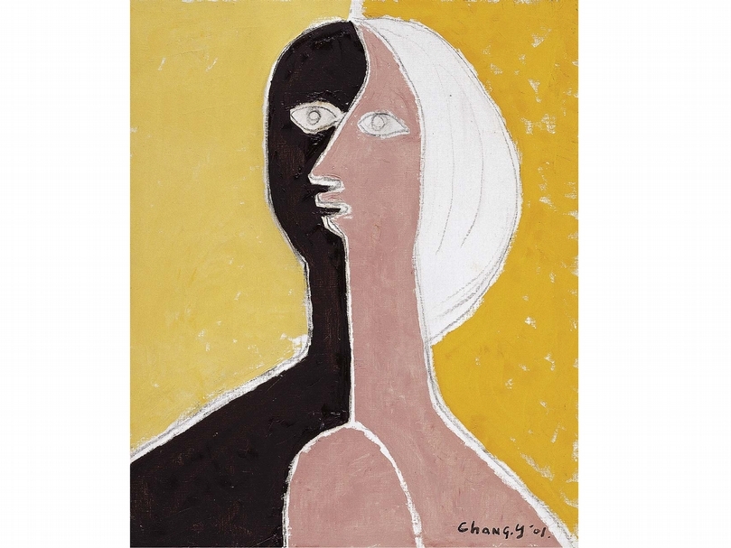 張義雄《少女》，油畫畫布，53×65cm，2001。（金仕發拍賣有限公司提供）