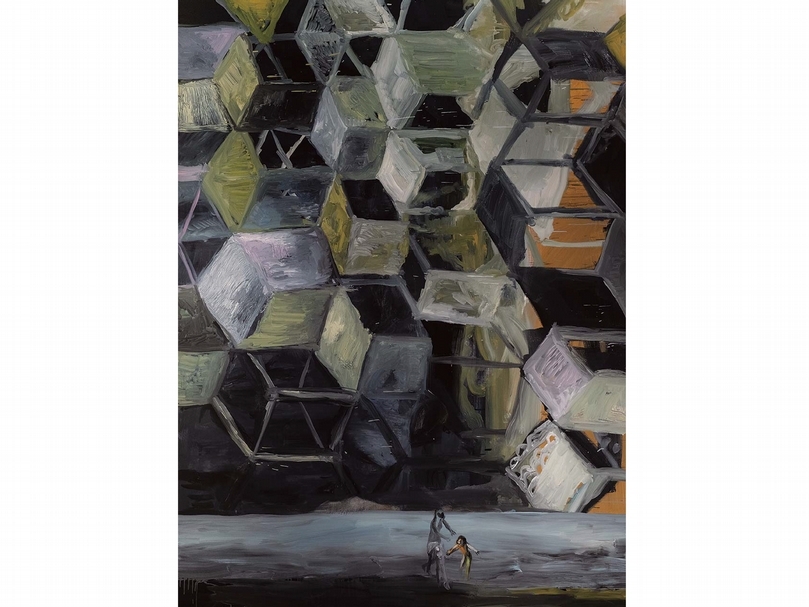 常陵《大玄玄社會－菱形星空》，油畫，260×195×5cm，2019。（常陵提供）