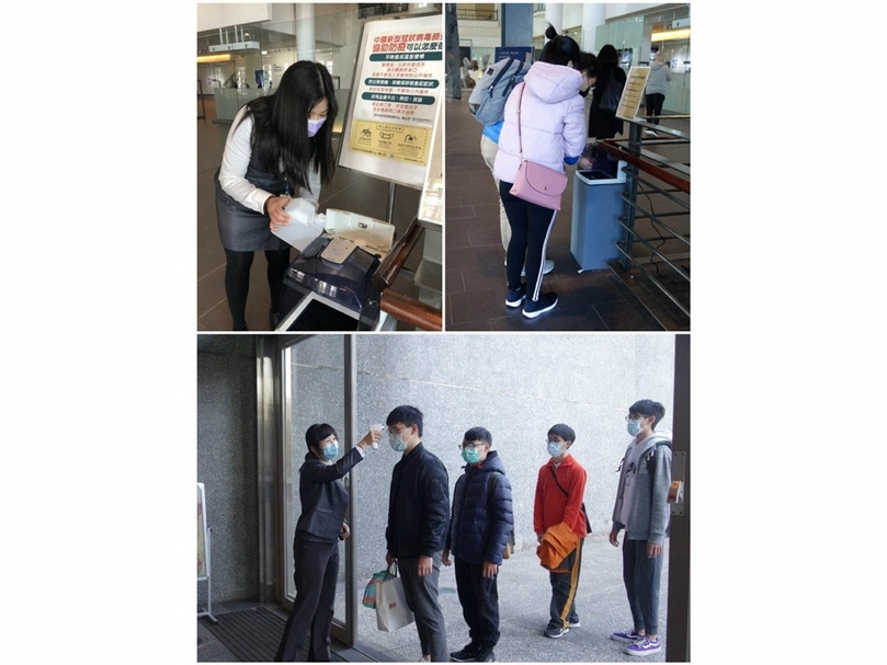 國立臺灣美術館即日起統一由一樓大門進出，入館請配合量測額溫及使用自動感應手部消毒機。（©國立臺灣美術館）