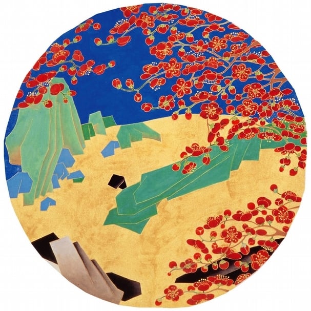 袁旃《紅梅扇面》，1999。（© 袁旃）