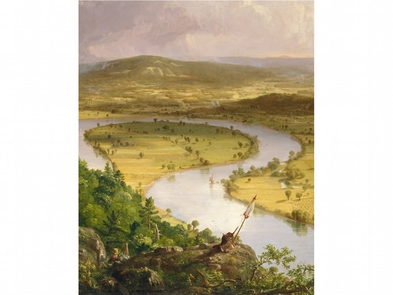 Thomas Cole《 View from Mount Holyoke, Northampton, Massachusetts, after a Thunderstorm—The Oxbow》， 1836，The Metropolitan Museum of Art，New York。（©The Met）