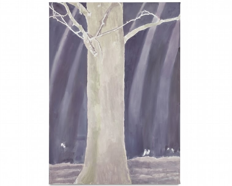 呂克．圖伊曼斯（Luc Tuymans）《樹》（Tree），布面油畫，2019 ，232.3 x 167 cm。（ ©Luc Tuymans，藝術家及卓納畫廊提供）