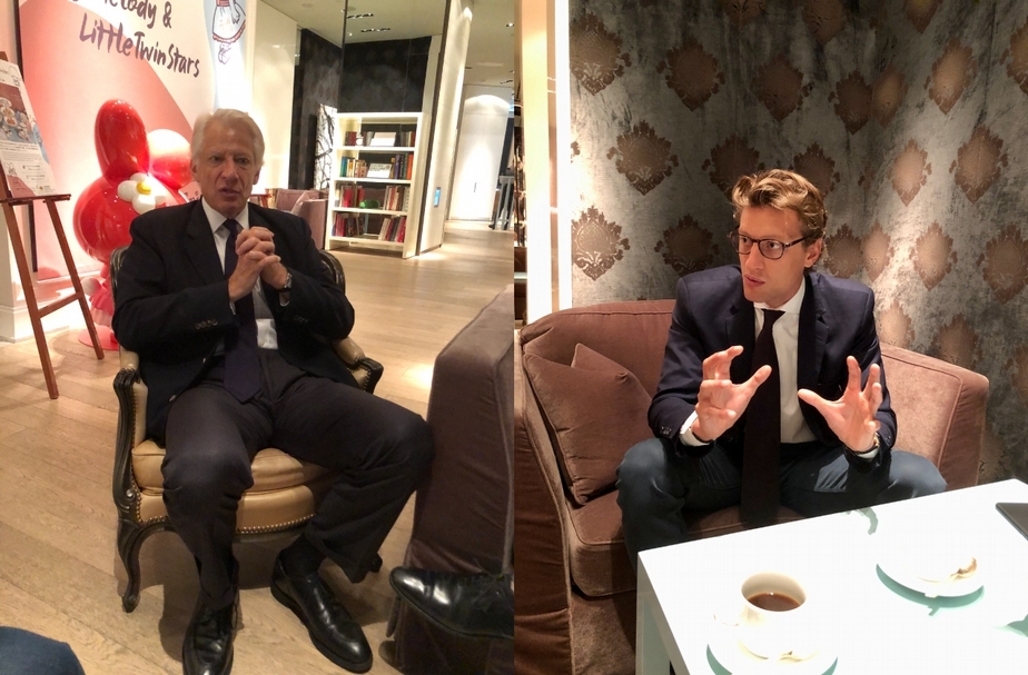 法國前總理的多米尼克.德維爾潘(Dominique de Villepin,左)與其子潘雅德(Artl de Villepin,右)預計在香港成立的新藝術空間。(本刊資料室)