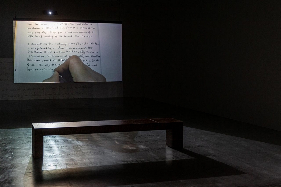 阿比查邦・韋拉斯塔古（Apichatpong Weerasethakul）《虛構》，單頻錄像裝置、玻璃，2018。（藝術家與臺北市立美術館提供）