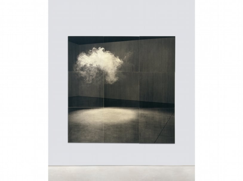 勞娜．辛普遜（Lorna Simpson）《雲》（Cloud），絹印，9塊氈板，213.4 x 213.4cm，2005。（© Lorna Simpson）
