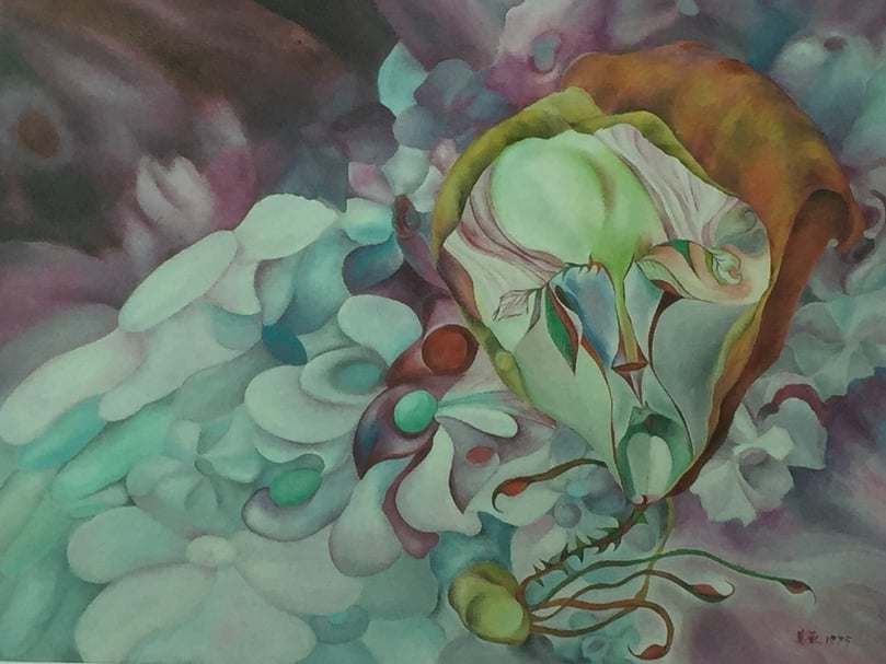 賴美華《花魂》，油畫，40x50.5cm，1975。（賴美華提供）