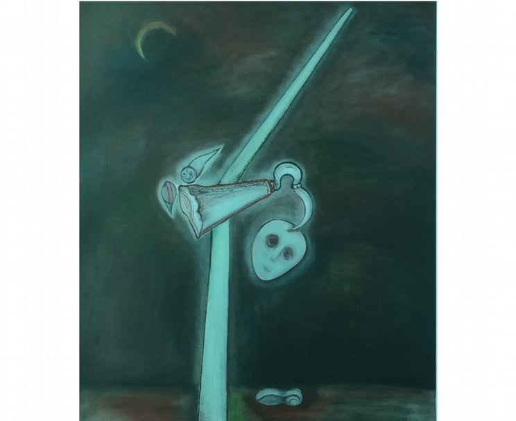 賴美華《我死的日子》，油畫，65x53cm，2002。（賴美華提供）