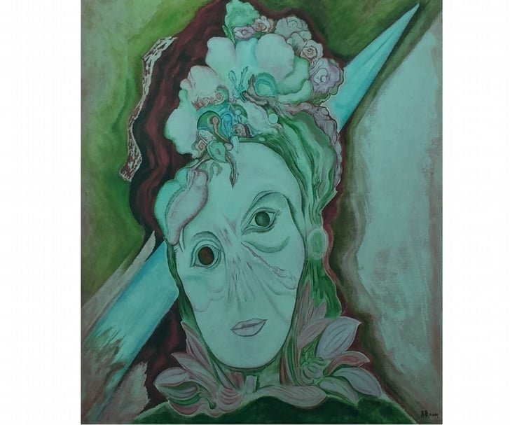 賴美華《小丑．自畫像》，油畫，91x72.5cm，2012。（賴美華提供）