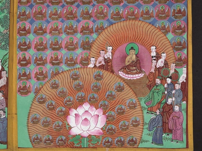 1808年中國木刻版畫《釋迦如來應化事蹟．示眾說法》。© British Library Board