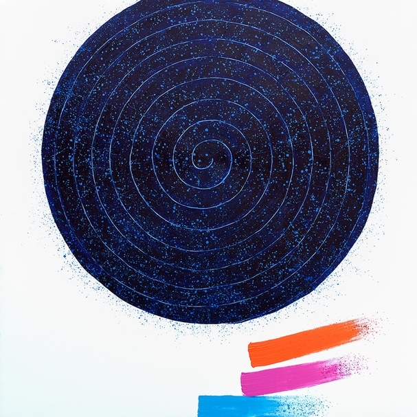 蕭勤《天際之能 》，紙本、壓克力顏料，200x200cm，1994。（蕭勤國際文化藝術基金會提供）