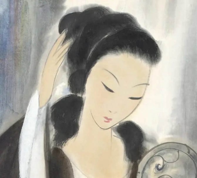 林風眠《鏡照紅顏》局部。 （© Aguttes）