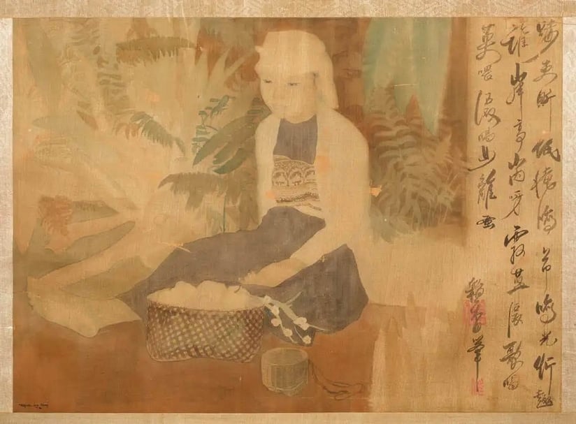 NGUYEN DUC NUNG 《花籃與少女》。（©Aguttes）