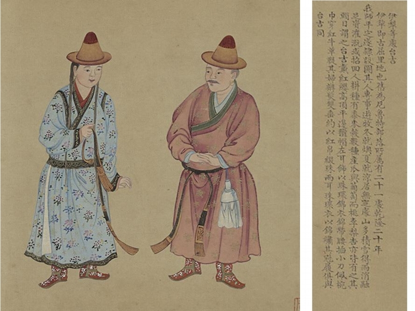清謝遂《職貢圖（一）》卷「伊犁地區台吉」，國立故宮博物院藏。（國立故宮博物院提供）