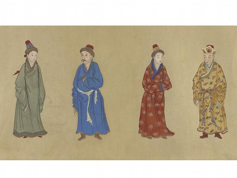 清謝遂《職貢圖（一）》卷「土爾扈特部」，國立故宮博物院藏。（國立故宮博物院提供）