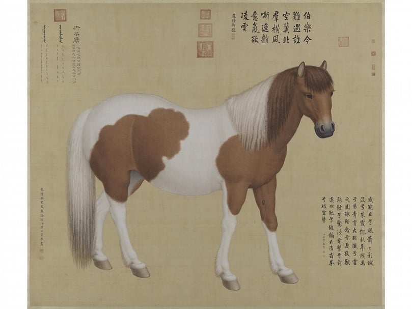 清郎世寧《十駿圖 赤花鷹》，國立故宮博物院藏。（國立故宮博物院提供）