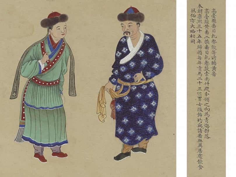 清謝遂《職貢圖（三）》卷「高臺縣番目扎勢敦等所轄黃番」，國立故宮博物院藏。（國立故宮博物院提供）