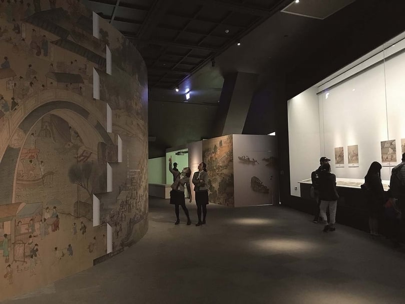 故宮南院現正舉辦「清明上河圖特展」，展出時間自2020年1月22日至4月26日。（藍玉琦攝影）