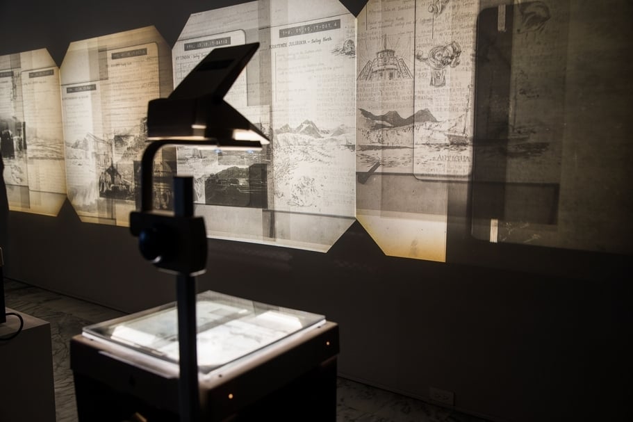 「跨域讀寫：藝術中的圖書生態學」展覽現場。（臺北市立美術館提供）